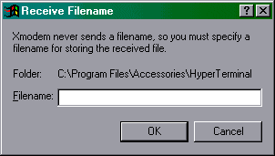 Figure 10: HyperTerminal Receive Filename dialogue